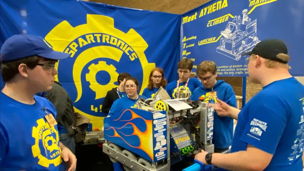 The Spartronics pit, with the team working on ATHENA