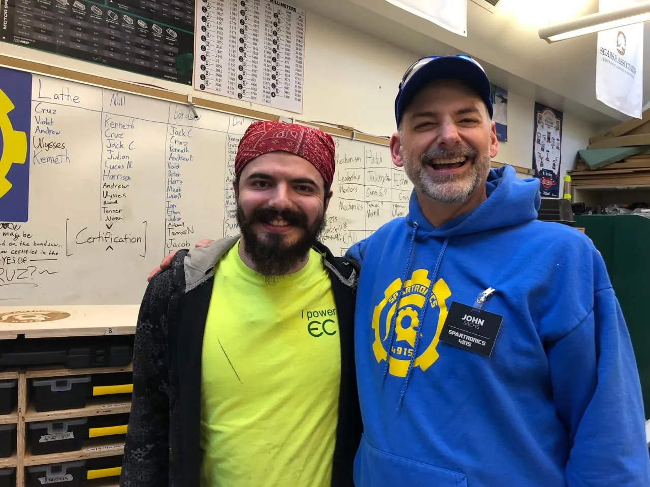Spartronics Alumni Elan Safford with Mentor John Sachs