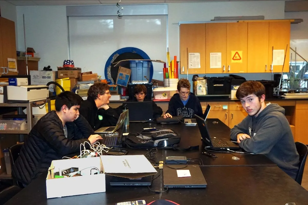 Programming students working